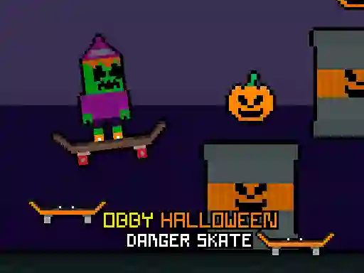 Jwèt Obby Halloween Danger Skate sou entènèt