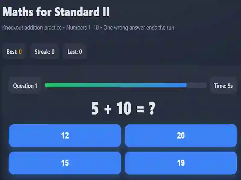 Jwèt Maths for Standard II sou entènèt