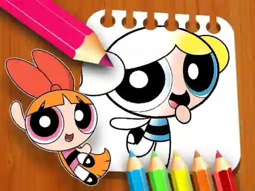 Jwèt The Powerpuff Girls Coloring Book sou entènèt