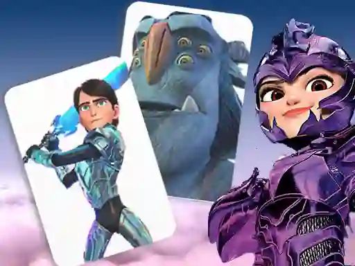 Jwèt Trollhunters Rise of The Titans Memory Card Match sou entènèt