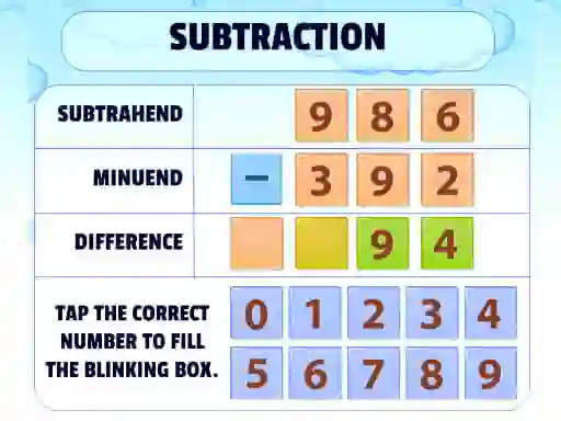 Jwèt Subtraction Practice sou entènèt