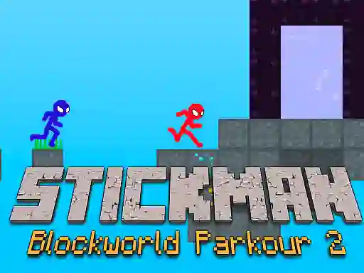 Jwèt Stickman Blockworld Parkour 2 sou entènèt