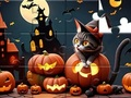 Jwèt Sou entènèt jwèt Jigsaw Puzzle: Halloween Cat  sou entènèt