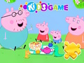 Jwèt Jigsaw devinèt: piknik fanmi kochon peppa sou entènèt