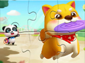 Jwèt Jigsaw Puzzle: Little Panda jwe ak bèt kay  sou entènèt