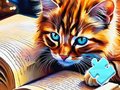 Jwèt Sou entènèt jwèt Jigsaw Puzzle: Cat Reading  sou entènèt
