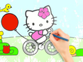 Jwèt Liv koloran: Hello Kitty monte bisiklèt  sou entènèt