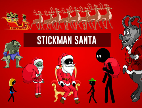 Jwèt Sou entènèt jwèt Stickman Santa  sou entènèt