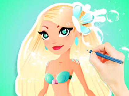 Jwèt Liv koloran: Aqua Mermaid  sou entènèt