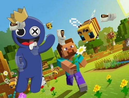 Jwèt Rainbow Friends Minecraft kache Skibidi  sou entènèt