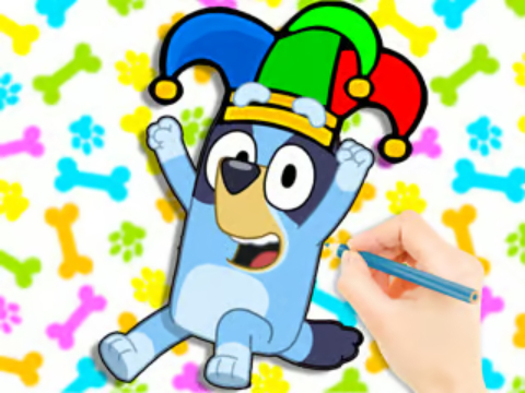 Jwèt Liv koloran: Clown Bluey  sou entènèt