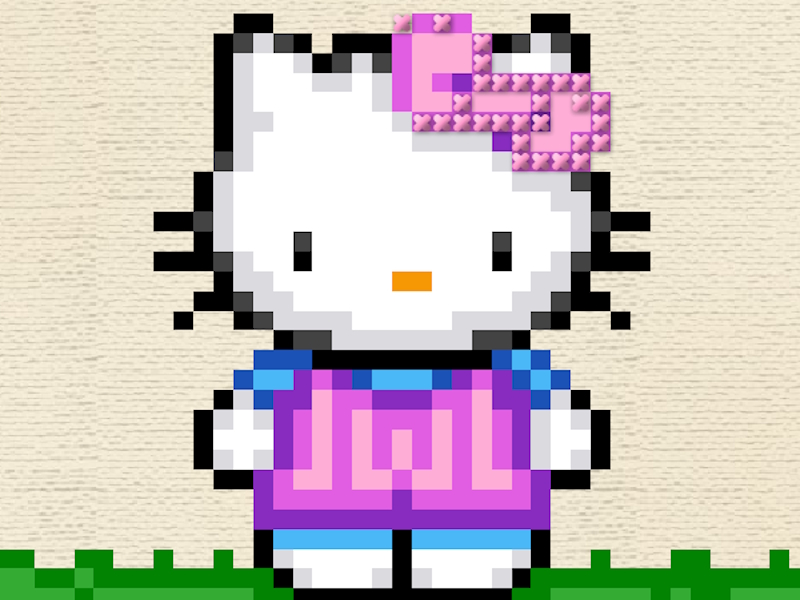 Jwèt Bonjou Kitty Cross Stitch sou entènèt